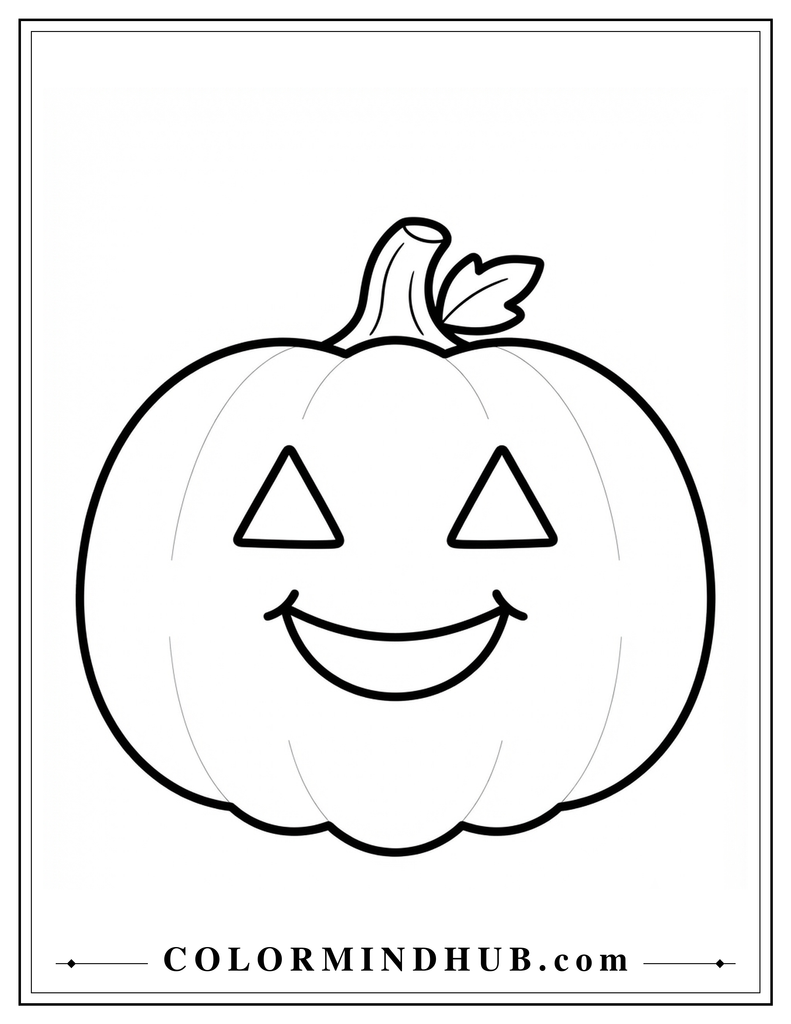 Easy Jack O Lantern pumpkin coloring page for toddlers with a simple face