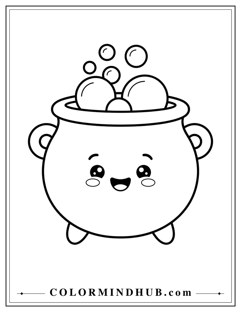 featuring a smiling bubbling cauldron