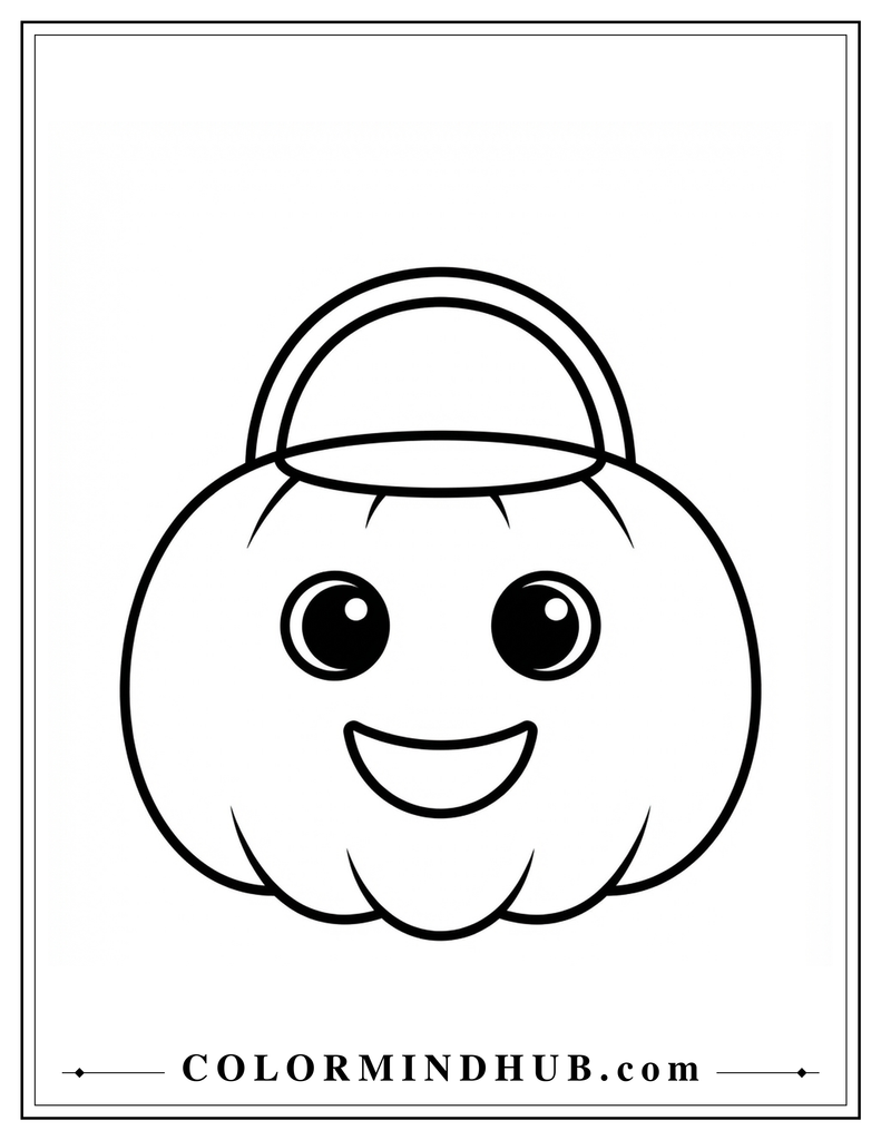 Easy pumpkin coloring page for toddlers with a simple Halloween pumpkin design
