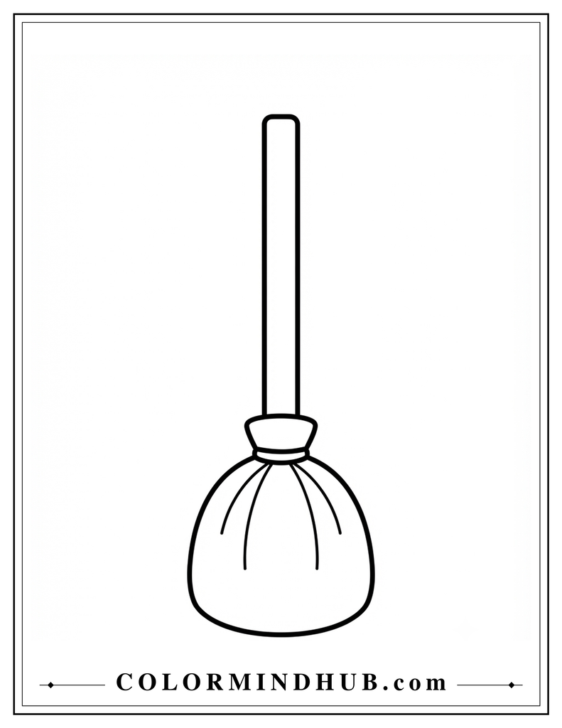 Easy Halloween broom coloring page for toddlers with a simple large shape