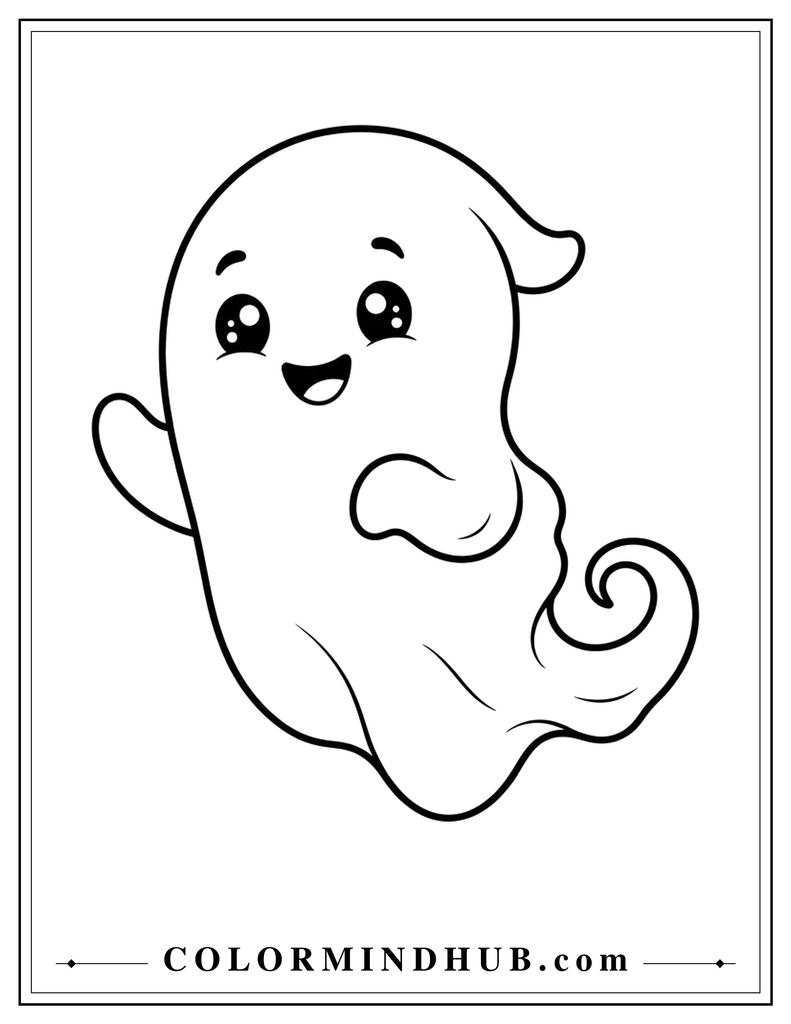 featuring a playful smiling ghost character