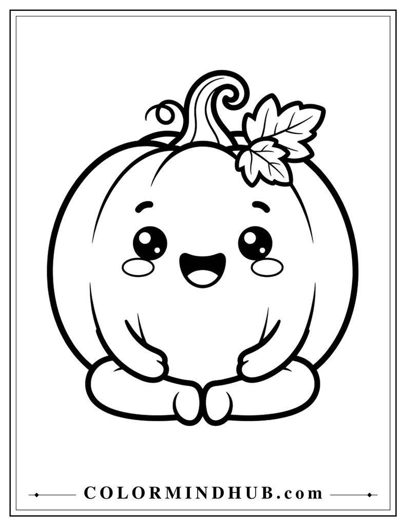Simple round smiling pumpkin - pumpkin coloring page