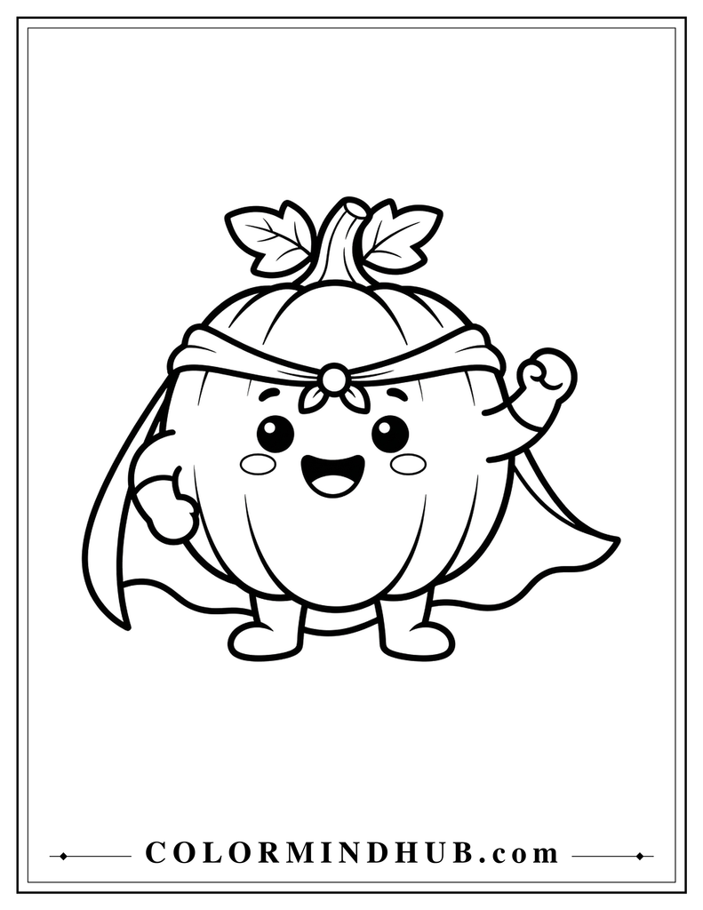 pumpkin wearing a hat and cape - pumpkin coloring page