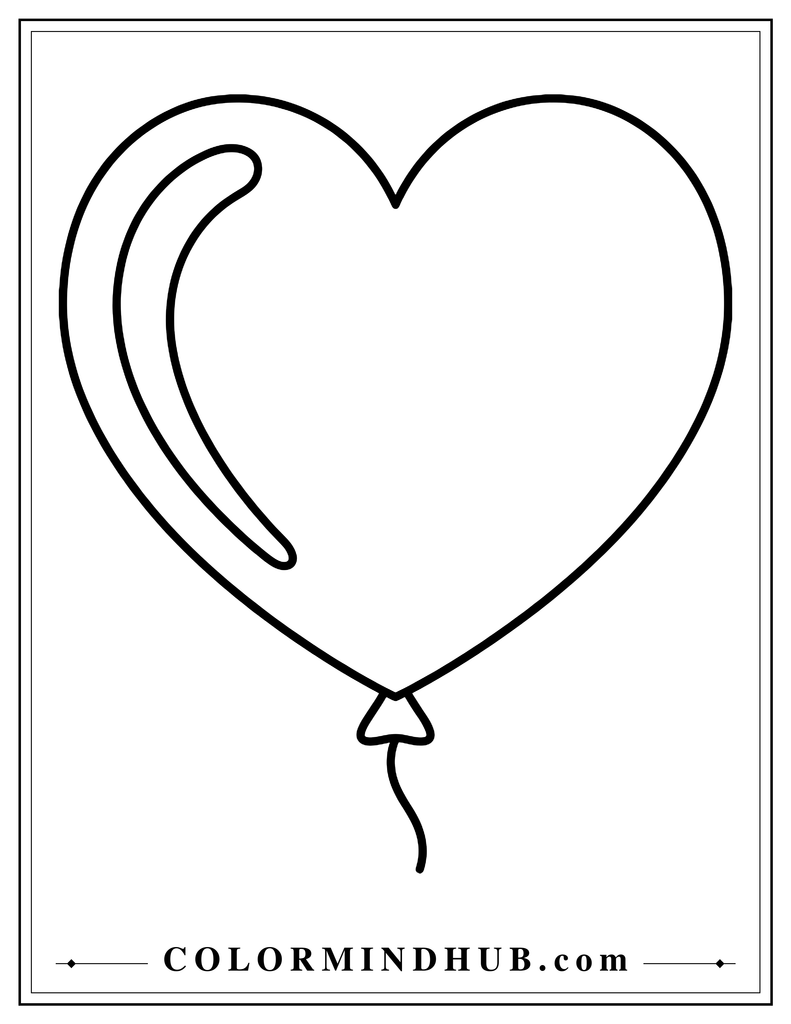 Large heart-shaped balloon with a short curved string and a broad curved highlight.