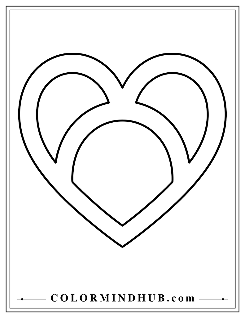 Large heart-shaped paper cutout with three broad curved openings inside.