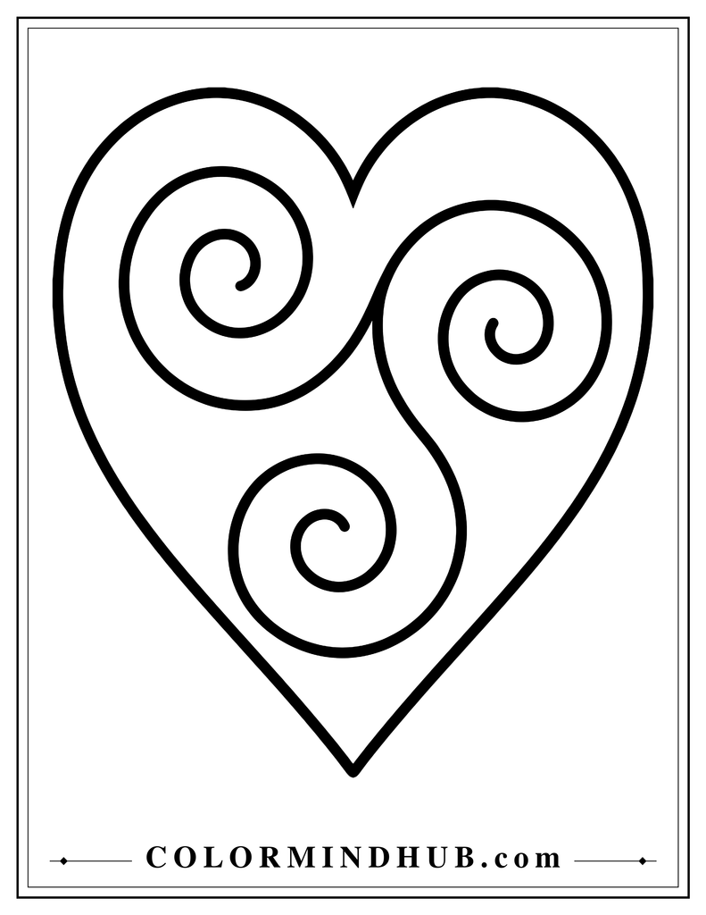 Large heart featuring three broad, smooth spiral curves inside its outline.