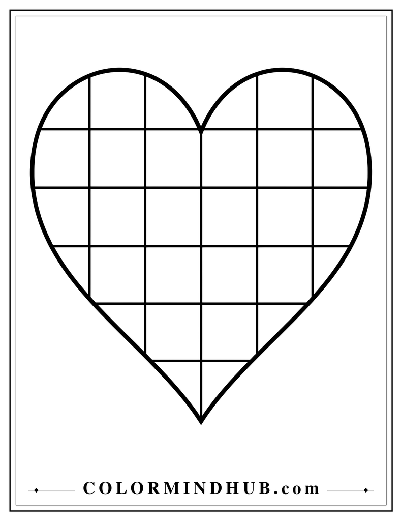 Large heart filled with a checkerboard pattern made of broad, evenly sized squares.