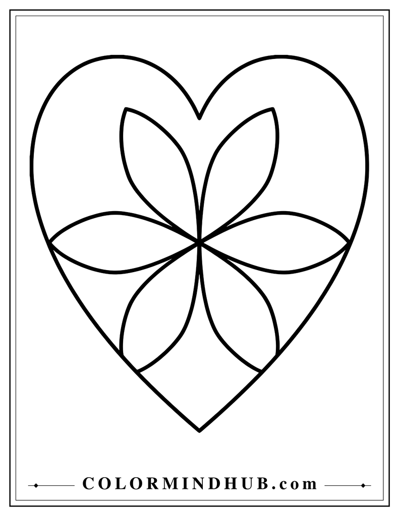 Large heart filled with six broad petal-like shapes arranged in a balanced radial pattern.