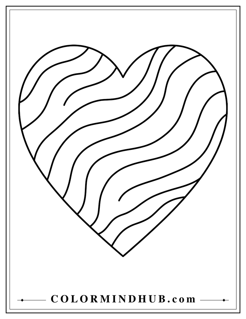 Large heart filled with six broad, flowing wavy stripes.